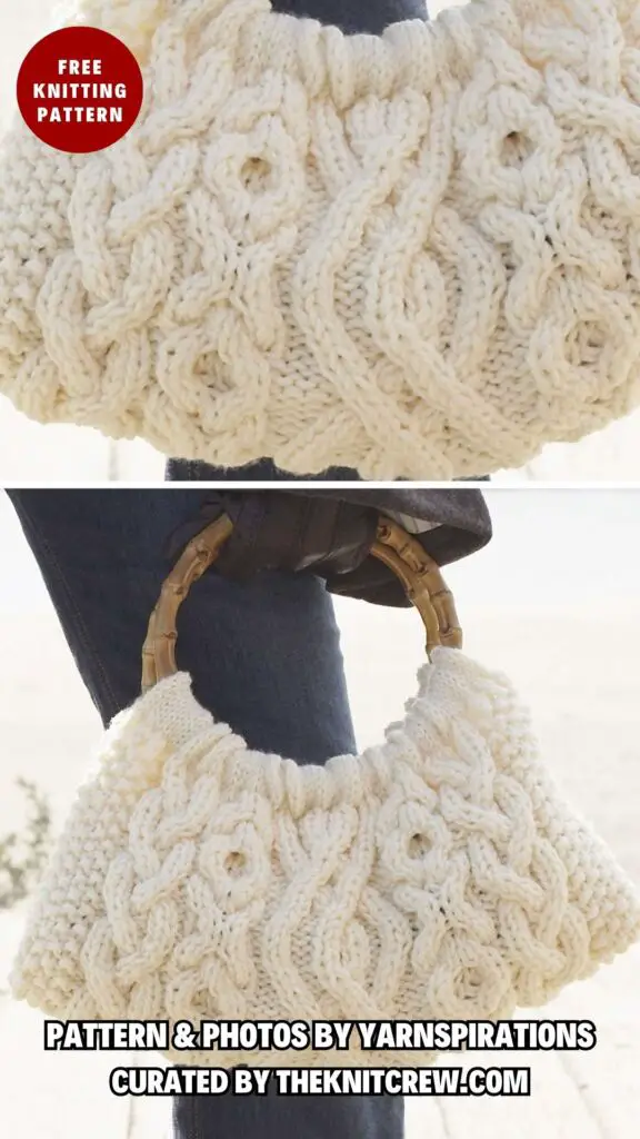 1. PATONS CABLED BAG - 14 Free Unique Knitted Gifts For Grandmothers Patterns They'll Surely Love - The Knit Crew