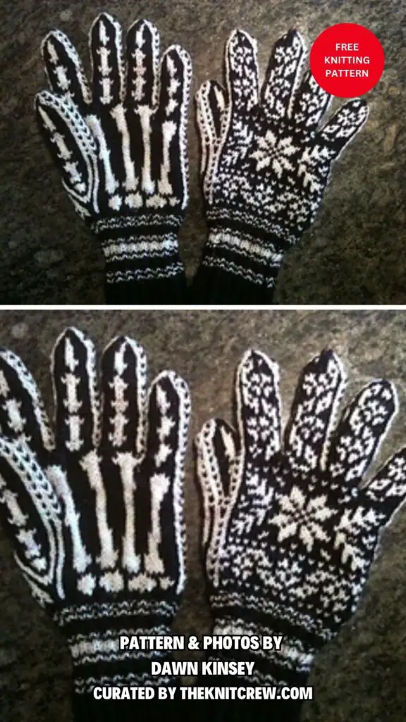 10. Halloween Skeleton Gloves - 11 Free Knitted Gloves Patterns To Keep Your Hands Warm - The Knit Crew