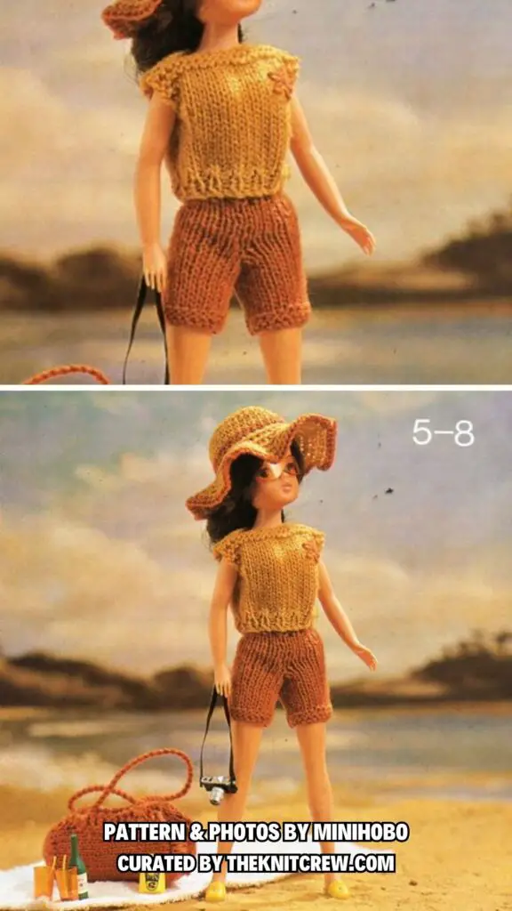 13. vintage teenage doll clothes beach set - 13 Stylish Knitted Barbie Doll Clothes Patterns - The Knit Crew