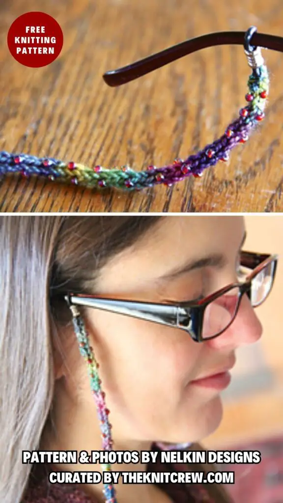 14. Beaded Eye Glass Cord - 14 Free Unique Knitted Gifts For Grandmothers Patterns They'll Surely Love - The Knit Crew
