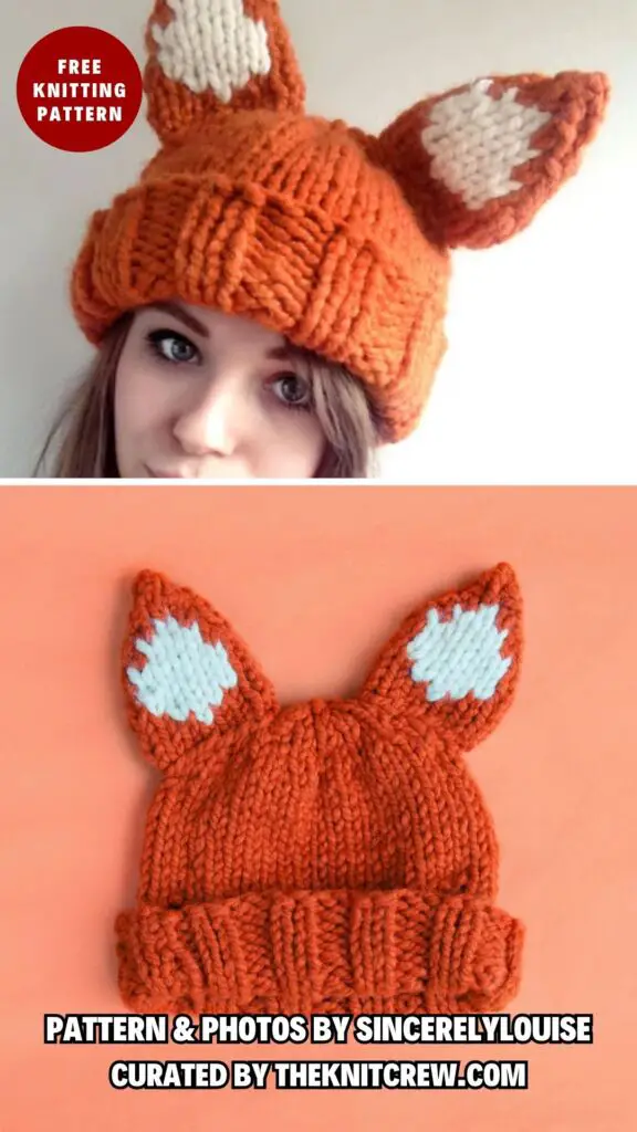 3. Fox Hat Free Knitting Pattern -14 Free Adorable Fox Hats Knitting Patterns For Kids And Adults - The Knit Crew