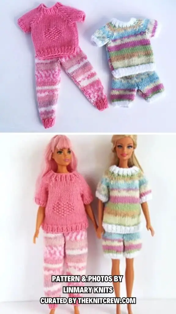 4. Barbie pyjamas - 13 Stylish Knitted Barbie Doll Clothes Patterns - The Knit Crew