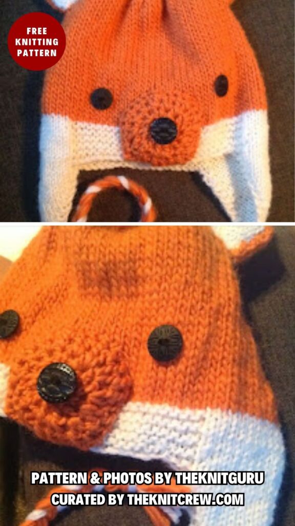 4. Fox Earflap Beanie - 14 Free Adorable Fox Hats Knitting Patterns For Kids And Adults - The Knit Crew