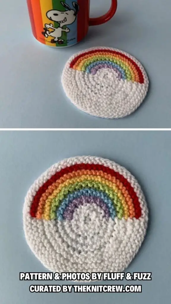 4. Rainbow Coaster - Gift For Grandma - Gift For Grandma - 11 Cozy And Free Coaster Knitting Patterns - The Knit Crew