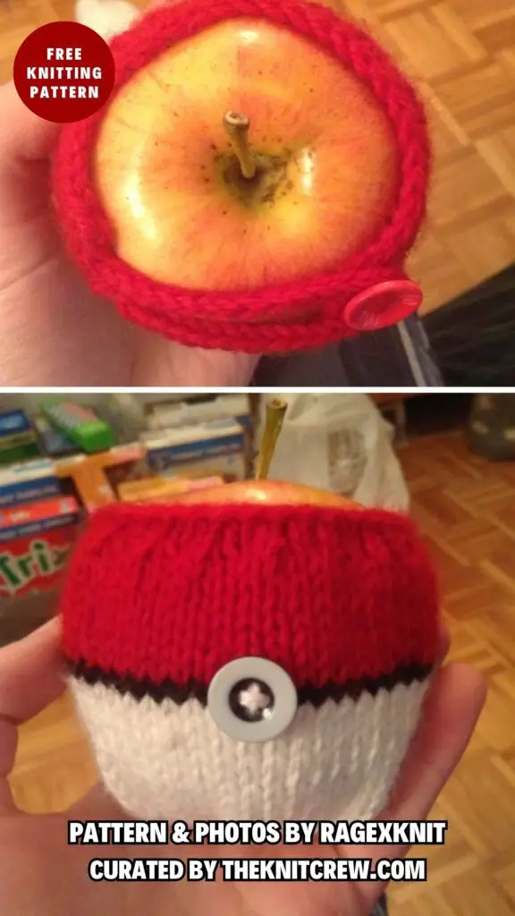 6. PokéballApple Jacket - 8 Knitted Apple Cozies Patterns You Can Knit Today - The Knit Crew