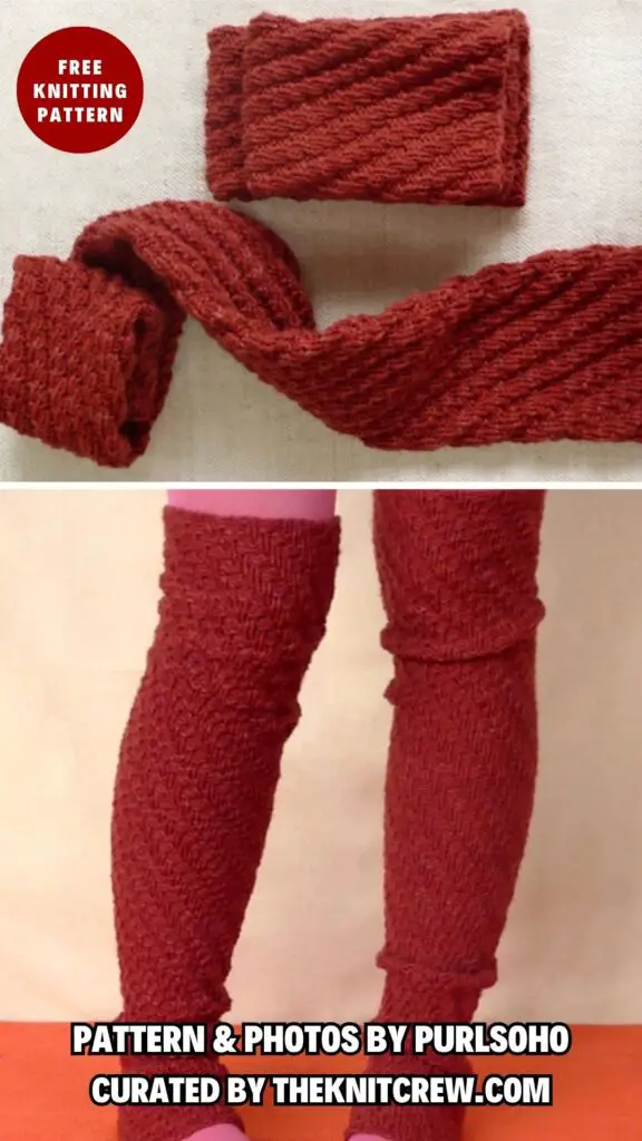 6. Spiral Rib Leg Warmers - 11 Free Knitted Comfortable Leg Warmers Patterns For All Seasons - The Knit Crew
