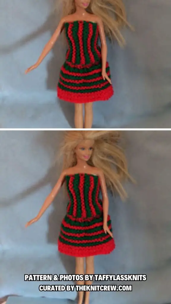 8. Barbie Striped Skirt And Top - 13 Stylish Knitted Barbie Doll Clothes Patterns - The Knit Crew