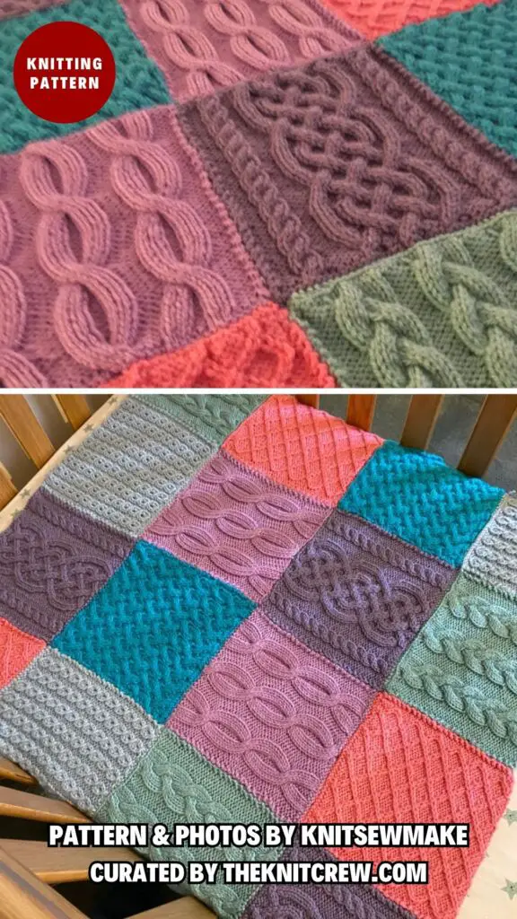 8. Cable Patch Blanket - 13 Knitted Blankets Patterns For Grandparents' Day - The Knit Crew