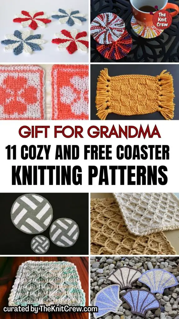 PIN 1 - Gift For Grandma - 11 Cozy And Free Coaster Knitting Patterns - The Knit Crew