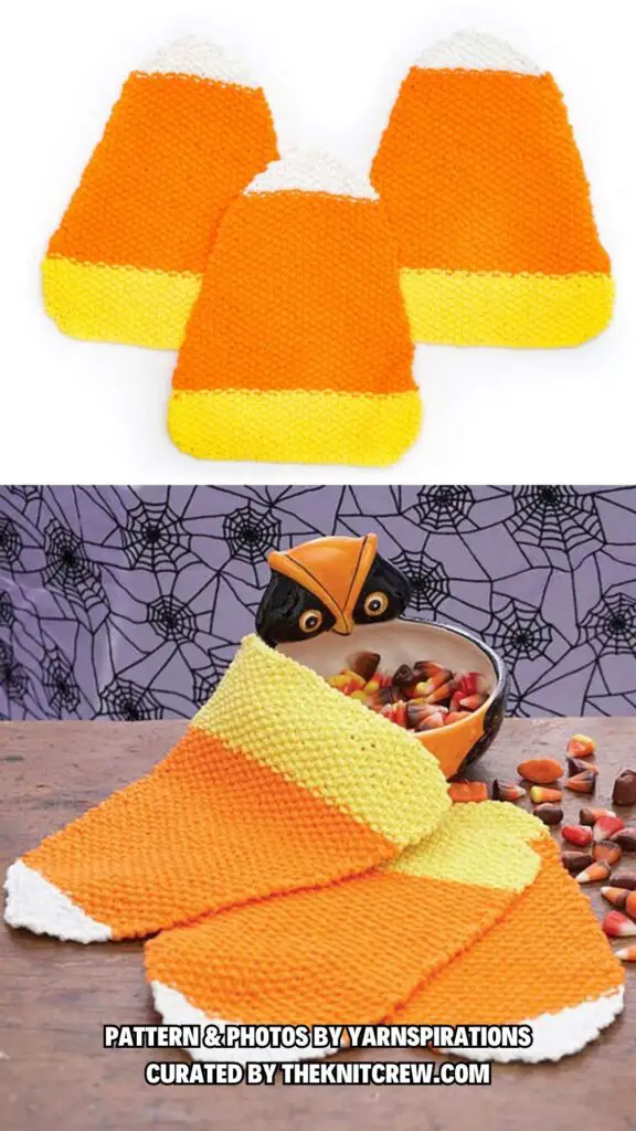 10. LILY SUGAR'N CREAM CANDY CORN DISHCLOTH - 13 Free Knitting Candy Corn Patterns For The Autumn Season - The Knit Crew