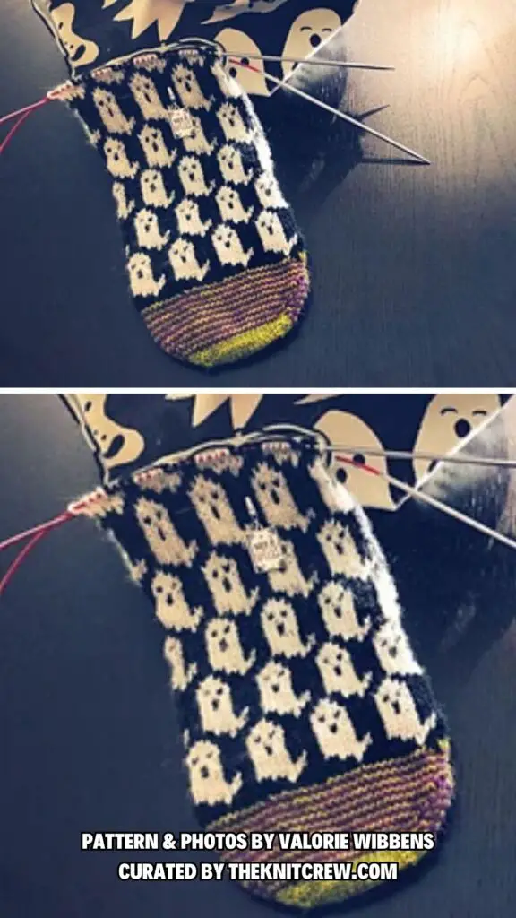 4. Happy Haunts Socks - 8 Spooky But Cozy Halloween Socks Free Knitting Patterns - The Knit Crew