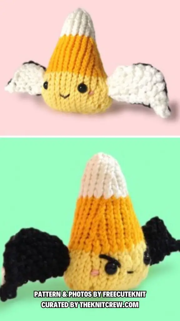 7. Angel vs Devil Candy Corn with Wings - 13 Free Knitting Candy Corn Patterns For The Autumn Season - The Knit Crew