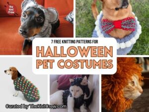 [FB POSTER] - 7 Free Knitting Patterns For Halloween Pet Costumes - The Knit Crew