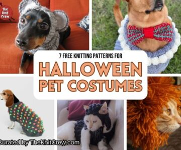 [FB POSTER] - 7 Free Knitting Patterns For Halloween Pet Costumes - The Knit Crew