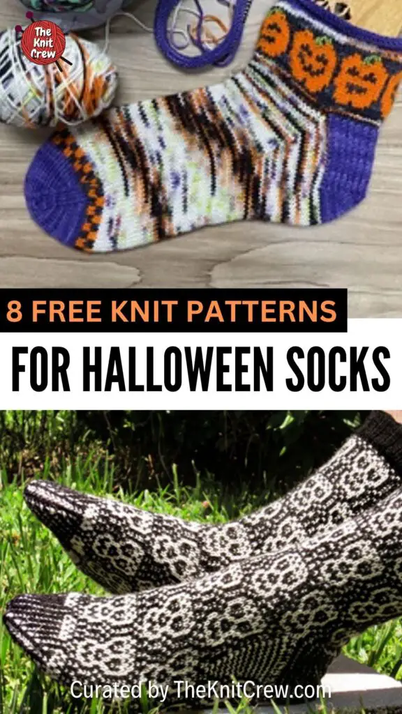 PIN 2 - 8 Free Knit Patterns For Halloween Socks - The Knit Crew