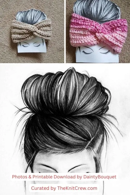 1. Printable Messy Bun Display Card for Head Warmers - The Knit Crew