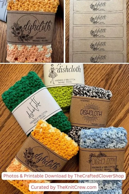 10. Printable Label Wrap for handmade dishcloth - The Knit Crew