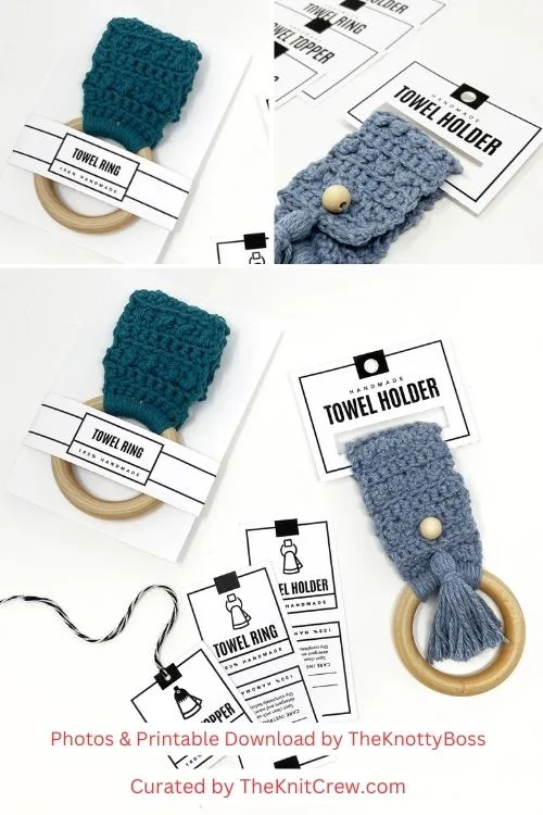 4. PRINTABLE Towel Topper + Holder Tags - The Knit Crew