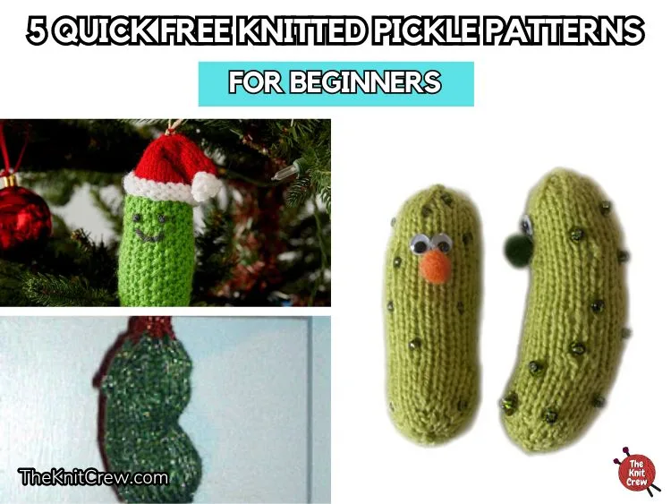 FB POSTER - 5 Quick Free Knitted Pickle Patterns For Beginners - The Knit Crew