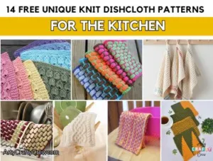 FB POSTER - 14 Free Unique Knit Dishcloth Patterns For The Kitchen - The Knit Crew