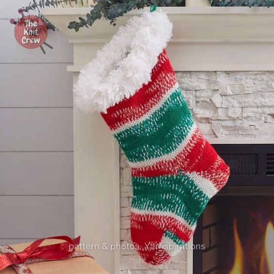 3 Christmas Stocking With Fur Trim - The Yarn Crew