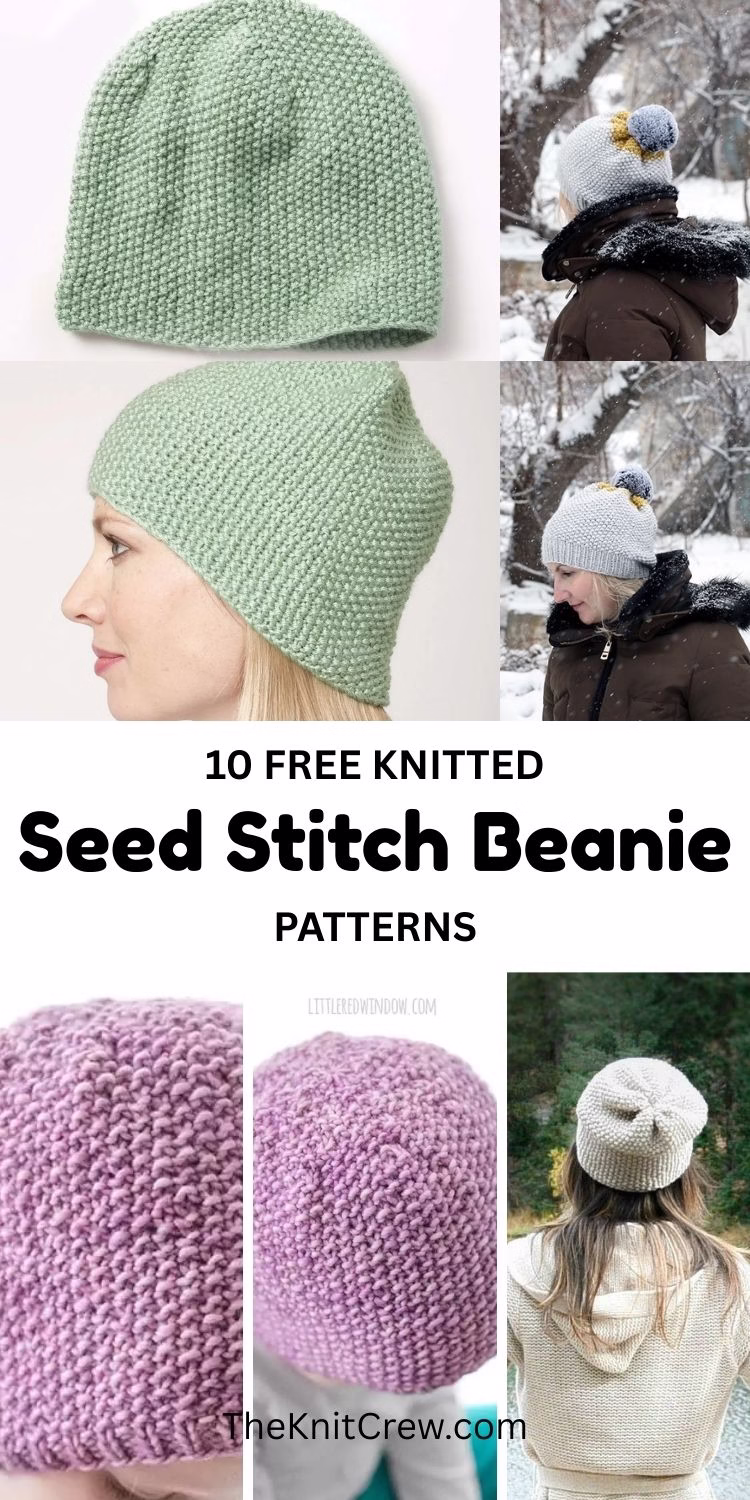 BLOG 1 - 10 Simple Free Seed Stitch Beanie Knitting Patterns - The Knit Crew