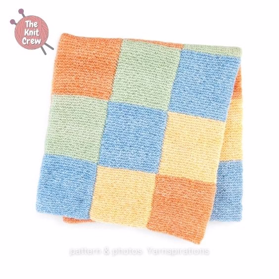 Bernat Checker Knit Baby Blanket - 15 Easy Knitted Baby Afghan Patterns - The Knit Crew