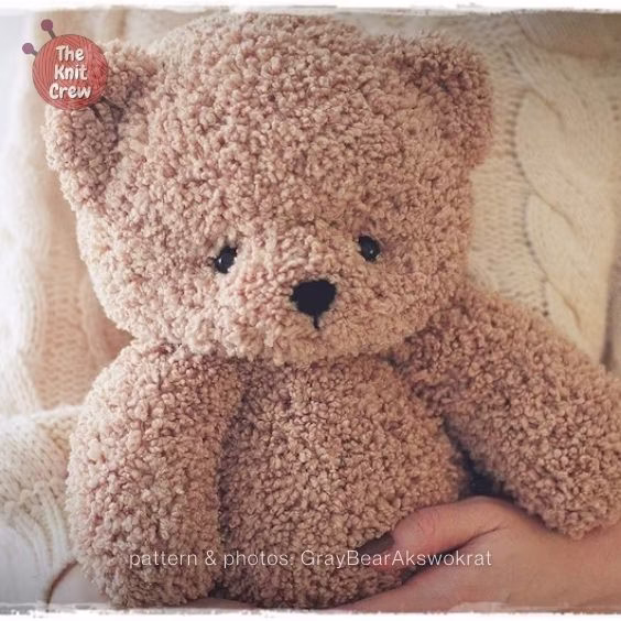Curly Teddy Bear Knitting Pattern - 15 Adorable Knitted Teddy Bear Patterns - Curated By The Knit Crew