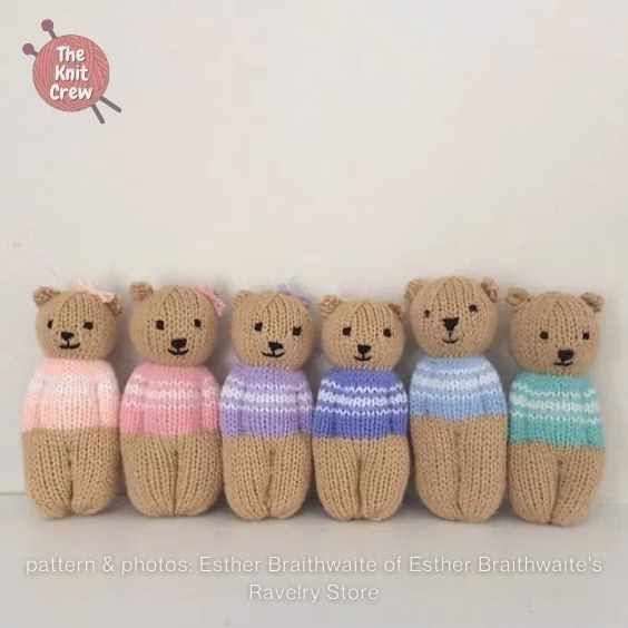 Izzy Teddy Bear Dolls - 15 Adorable Knitted Teddy Bear Patterns - Curated By The Knit Crew