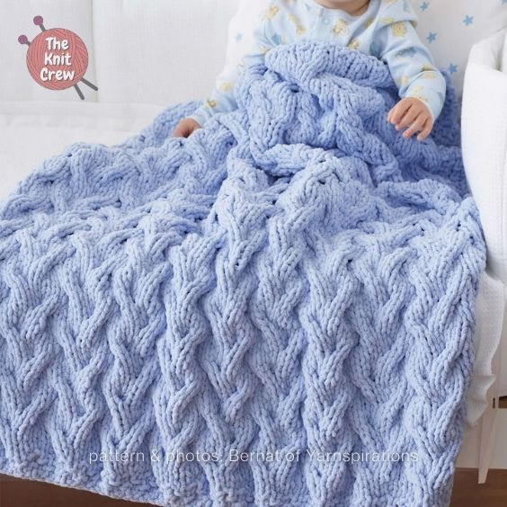 Bernat Cable Knit Baby Blanket - Curated By The Knit Crew