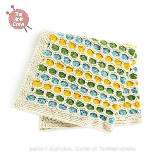 Caron Honeycomb Stripes Baby Blanket - Curated By The Knit Crew