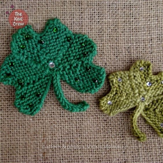 Knitted Bejewelled Shamrocks Curated By The Knit Crew