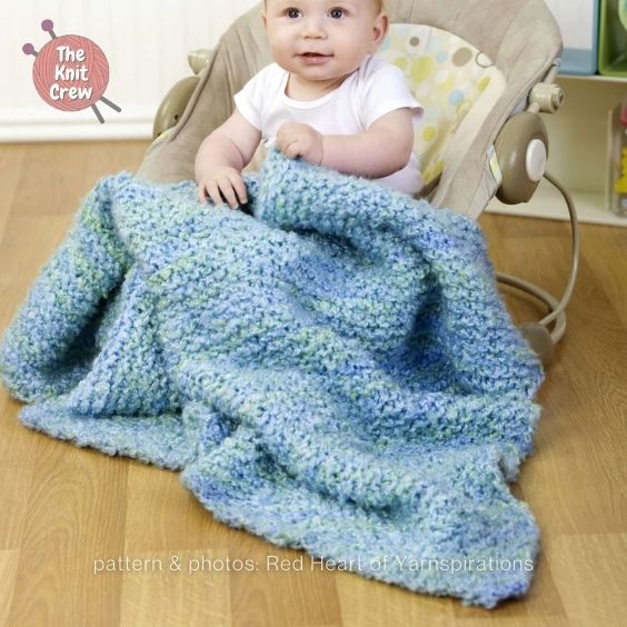 Red Heart Diagonal Knit Baby Blanket - Curated By The Knit Crew